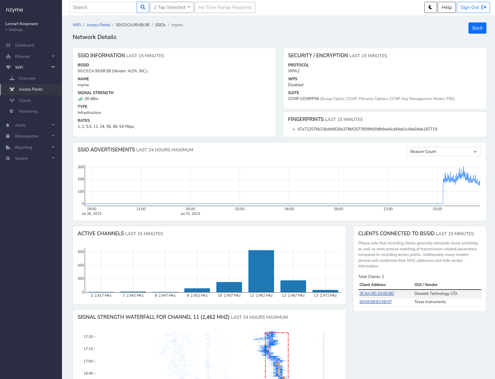 nzyme Web Interface Screenshot